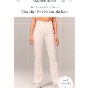 Abercrombie Ultra High Rise 90s Straight Jean Cream